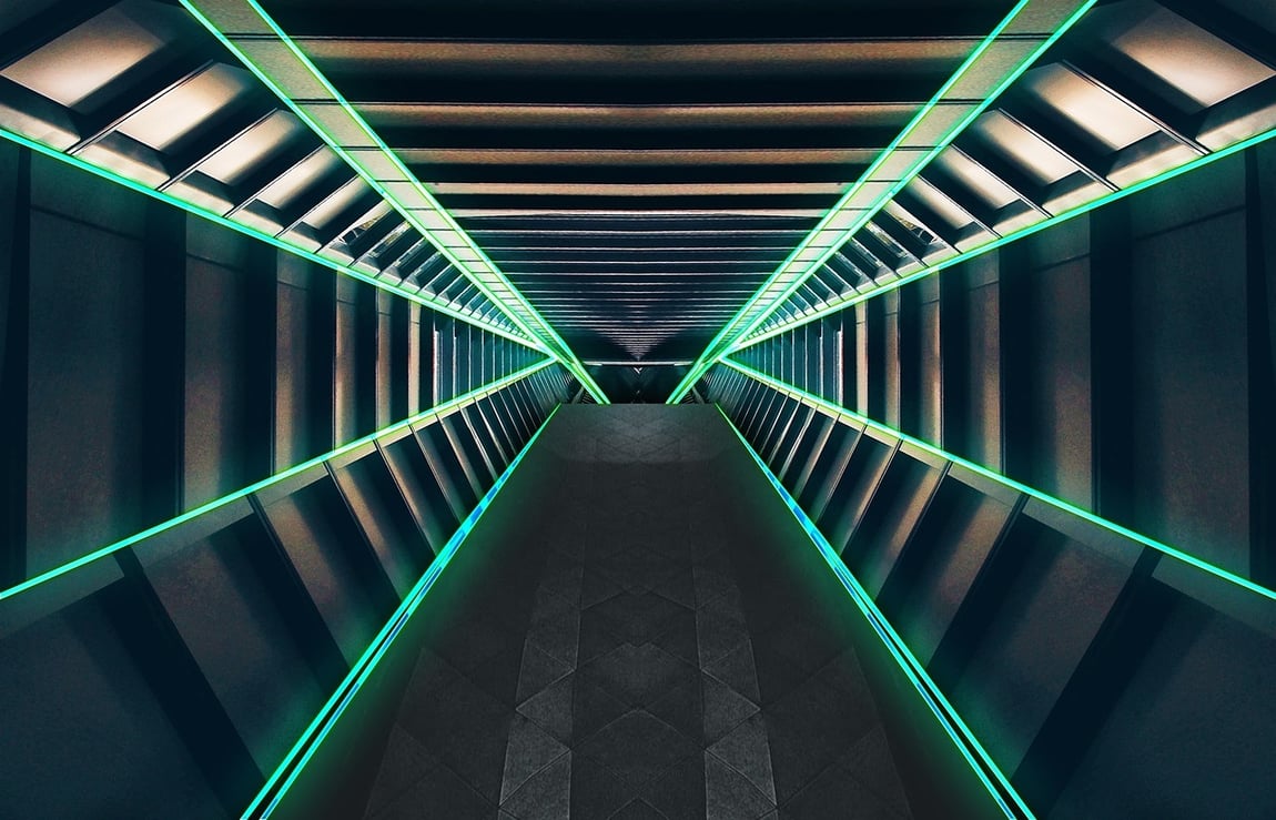 Sci fi tunnel with neon by Amy from Pixabay