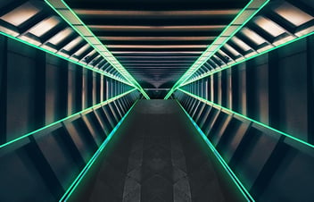 Sci fi tunnel with neon by Amy from Pixabay